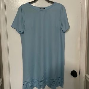 SHEIN light blue laser cut out shift dress